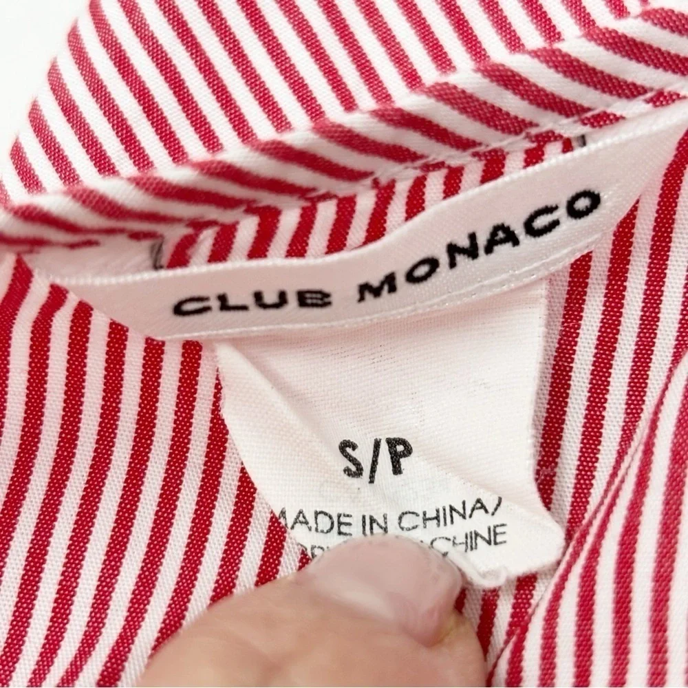 CLUB MONACO Women’s White Red Stripe HAMISI Cold Shoulder Blouse Cotton Size S